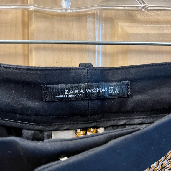 ZARA Patterned Cropped Ankle Pants w Contrasting Waistband - Picture 6 of 7